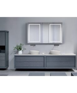60"x36" LED Medicine Cabinet, Dimmer/Defog, Makeup Mirror, and USB, Light Left