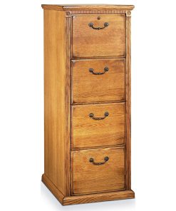 Tall File Cabinet, Wooden Frame With 4 Drawers and Metal Pull Handles, Wheat