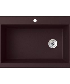 Swan Granite Large Single Kitchen Sink 33"x22", Espresso