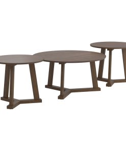 3-Piece Round Occasional Table Set, Natural Walnut