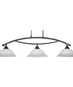 Toltec Lighting 873-DG-612 Bow - Three Light Billiard