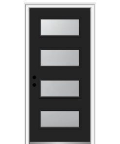 32 in.x80 in. 4 Lite Frosted Right-Hand Inswing Painted Fiberglass Smooth Door