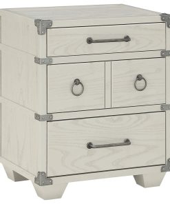 Unique Nightstand, Medieval Look With 3 Storage Drawers, Grey Finish