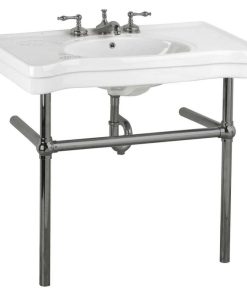White Console Sink Grade A Vitreous China Belle Epoque with Black Nickel Legs