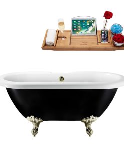 59" Streamline N1120BNK-BNK Clawfoot Tub and Tray With External Drain