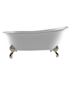 61" Slipper Tub, 7" Faucet Hole Drillings, "Chariton", Brushed Nickel Feet