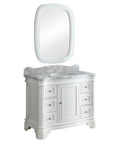 42" Benton Sesto White Vanity, With Backsplash and Mirror