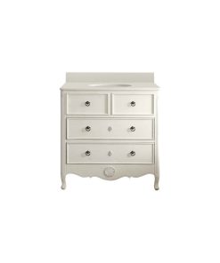 34" Antique-Style White Daleville Bathroom Sink Vanity and Mirror Set