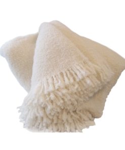 Wool & Angora Mohair Blankets, King/Queen, All Natural, White
