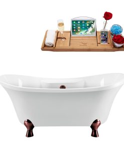 68" Streamline N901ORB-ORB Clawfoot Tub and Tray With External Drain