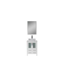 Sydney 24" Vanity Set With Vessel Sink and Mirror, Glossy White