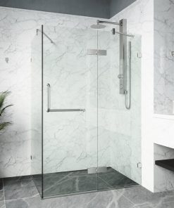 VIGO Monteray 30"x46" Frameless Shower Enclosure Without Base, Brushed Nickel