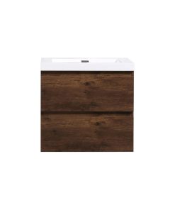 MOB 24" Wall Mounted Vanity With Reinforced Acrylic Sink, Rosewood
