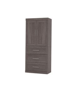 36" storage unit With 3-drawer set and doors, Bark Gray