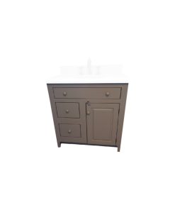 30" Pine Shaker Vanity, 21" Depth, Drawers Left