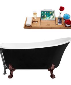 59" Streamline N344ORB-BGM Clawfoot Tub and Tray With External Drain