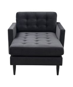 Wyman Tufted Chaise Dark Grey