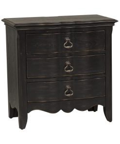 3 Drawer Night Stand w/ Charging Station, Wire Brushed Antique Black Finish