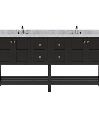 Winterfell 72" Espresso Double Vanity, Without Mirror, Square Sinks, Without Fau