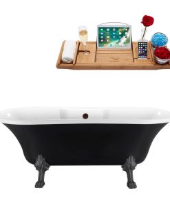 68" Streamline N103BGM-ORB Clawfoot Tub and Tray With External Drain