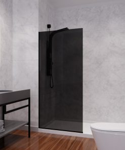 74"x34" Framed Tinted Glass Shower Screen, Matte Black