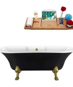 68" Streamline N103BGL-BGL Clawfoot Tub and Tray With External Drain