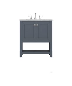 Wilmington 30" Bathroom Vanity With Carrera Marble Top, Gray