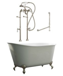 58" Swedish Bathtub & Complete Freestanding Faucet Plumbing Package- BN