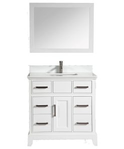 Vanity Art Vanity Set With White Phoenix Stone, White, 36"