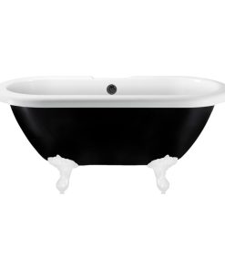 59" Streamline N1120WH-BL Clawfoot Tub and Tray With External Drain