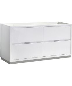 Valencia Free Standing Double Sink Bathroom Cabinet, Glossy White, 60"