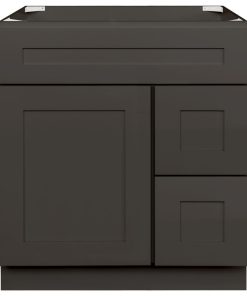 30" Vanity Sink Base Cabinet With Right Drawers Avalon Charcoal by LessCare