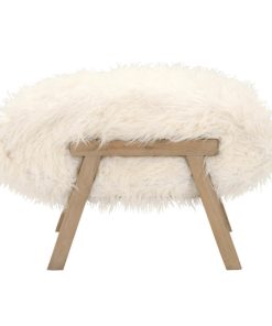 Tibet Ottoman, White Fur, Smoke Gray Oak