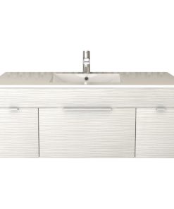 Textures Floating 2-Door 1-Drawer Bathroom Vanity, Contour White, 48"