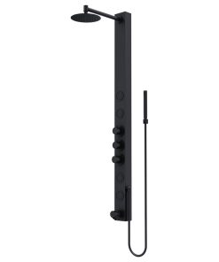 VIGO Bowery Circular Spray Head Shower Massage Panel With Tub Filler Matte Black