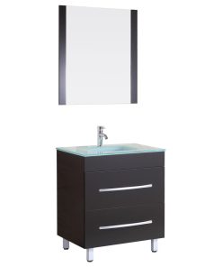 Style 4, 30"W Black Vanity Sink Base Cabinet, Mirror, LV4-30B