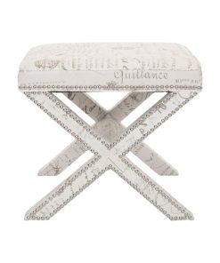 Yara Ottoman Silver Nail Heads Eggshell with French Writing