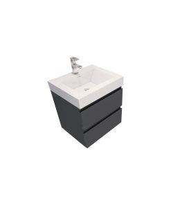 24" Wall Mount Vanity With Reinforced Acrylic Sink, High Gloss Gray