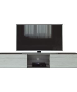 VIGO Glass TV Stand, Slate Grey/White Monaco