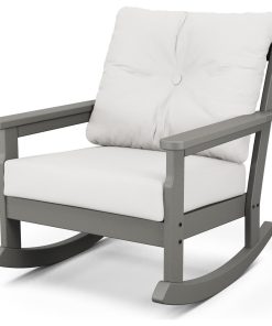 Vineyard Deep Seating Rocking Chair, Slate Gray/Natural Linen