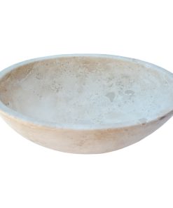 Troia Light Travertine Natural Stone Oval Vessel Sink Polished, W16", L21"