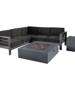 5-Piece Coral Bay Outdoor V-Shape Sectional Set, Fire Tab, Dark Gray