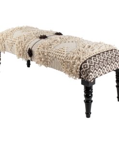 Surya Haarlem HRM-001 Upholstered Bench, Dark Brown/Light Beige