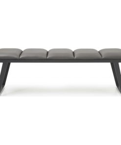 57"x16"x18" Dark Gray Faux Leather Bench