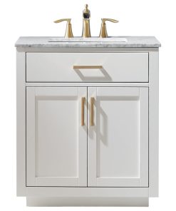 Ivy White Bathroom Vanity, No Mirror, 30"