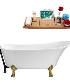 67" Streamline N340BGL-ORB Soaking Clawfoot Tub and Tray With External Drain
