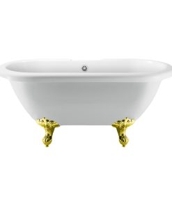 67" Streamline N1121GLD-WH Clawfoot Tub and Tray With External Drain
