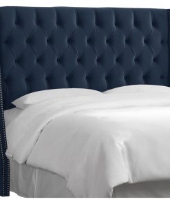 Williams King Nail Button Tufted Wingback Headboard, Mystere Eclipse