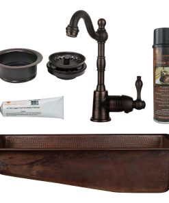 28-In Rectangle Hammered Copper Slanted Bar/Prep Sink Pack-4 With Accessories