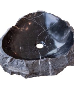 Toros Black Marble Natural Stone Vessel Sink (W)17" (L)17" (H)5"
